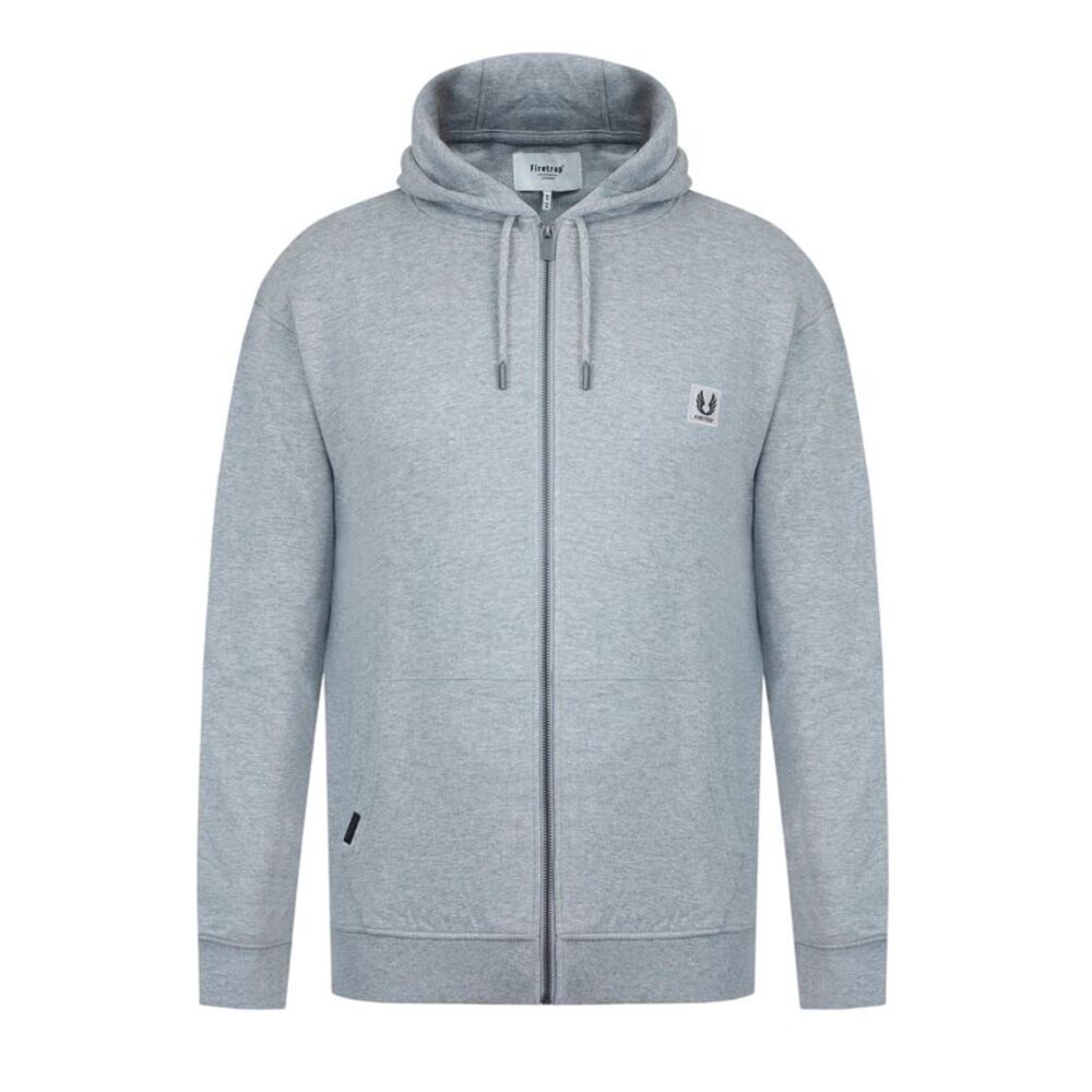 Firetrap Mens Logo Full Zip Hoodie / Grey Marl